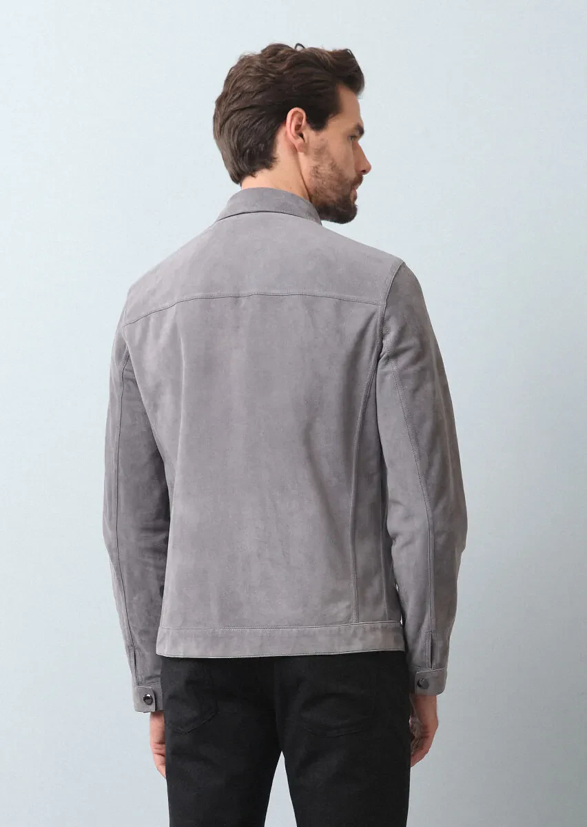 Gri Regular Fit Derı Ceket - 5