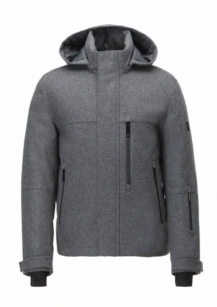 Gri Regular Fit Dik Yaka Casual Dokuma Mont - 9