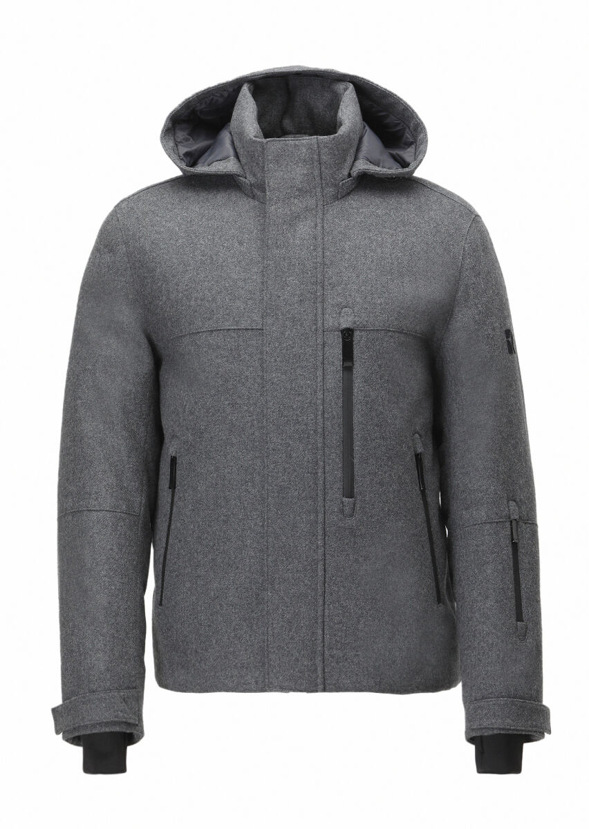 Gri Regular Fit Dik Yaka Casual Dokuma Mont - 9