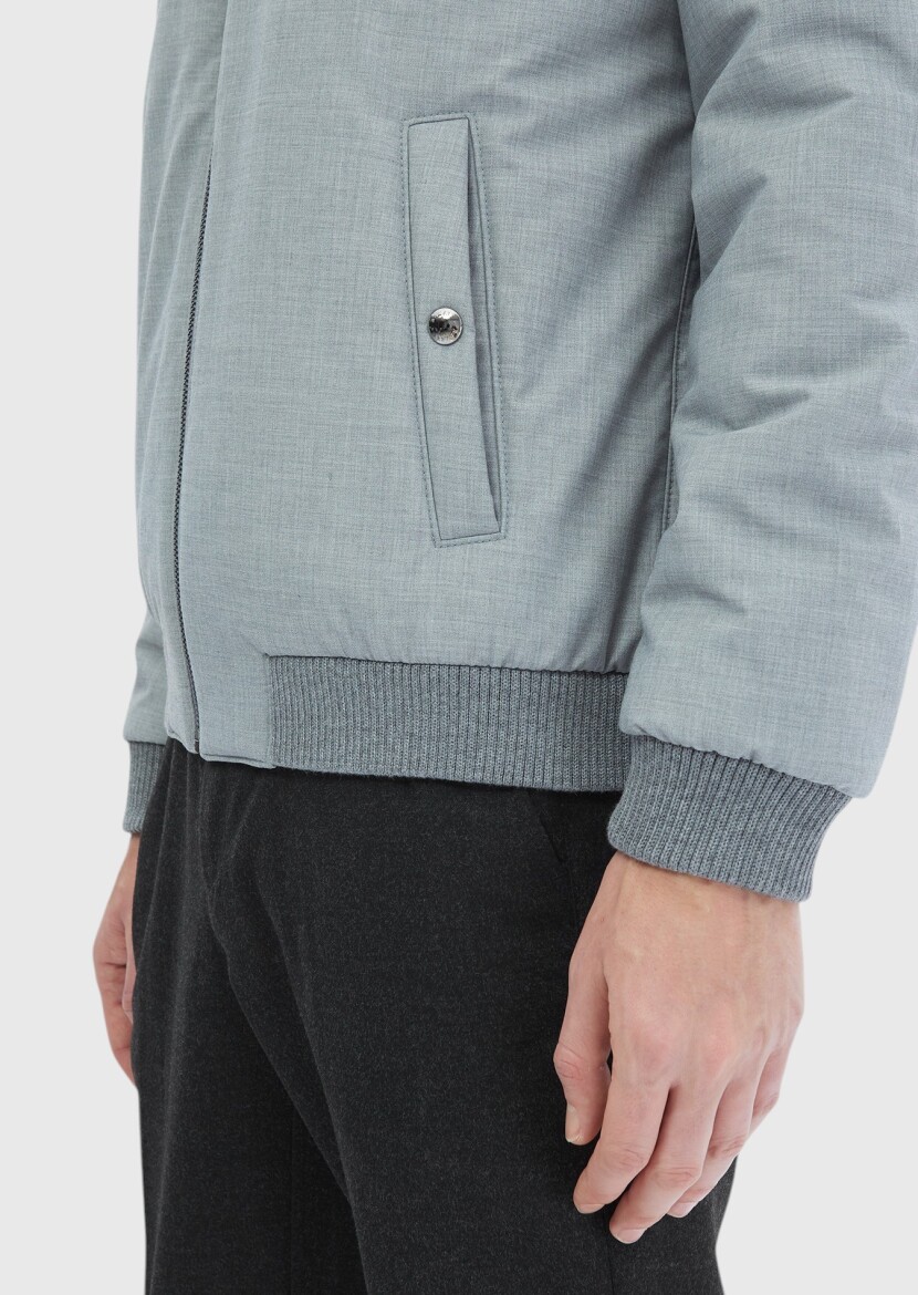 Gri Regular Fit Dik Yaka Casual Dokuma Mont - 6