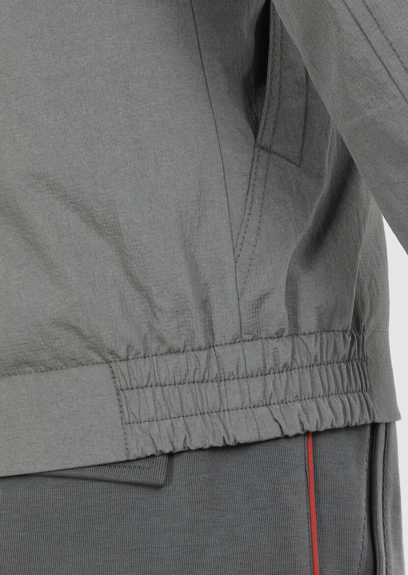 Gri Regular Fit Dik Yaka Denim Dokuma Mont - 7