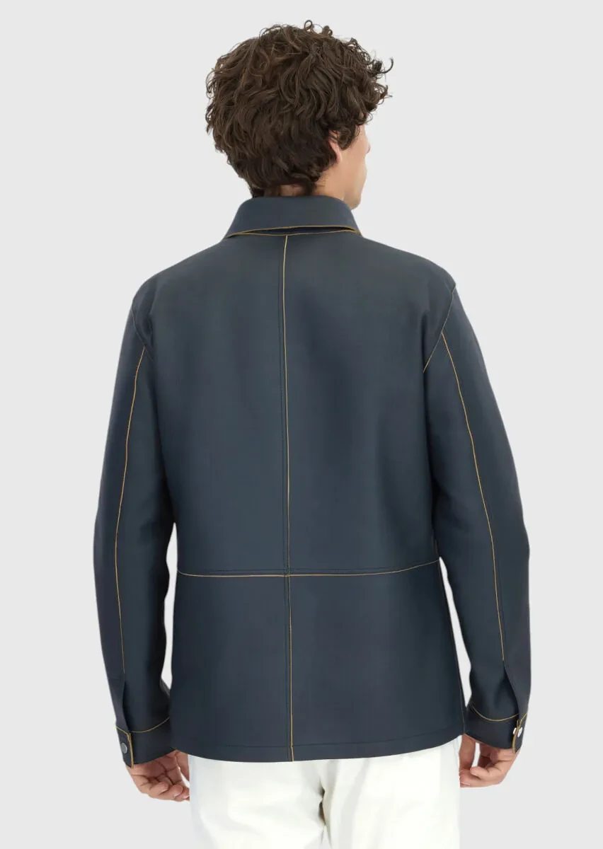 Gri Regular Fit Gömlek Yaka Casual Koyun Derisi Deri Mont - 5