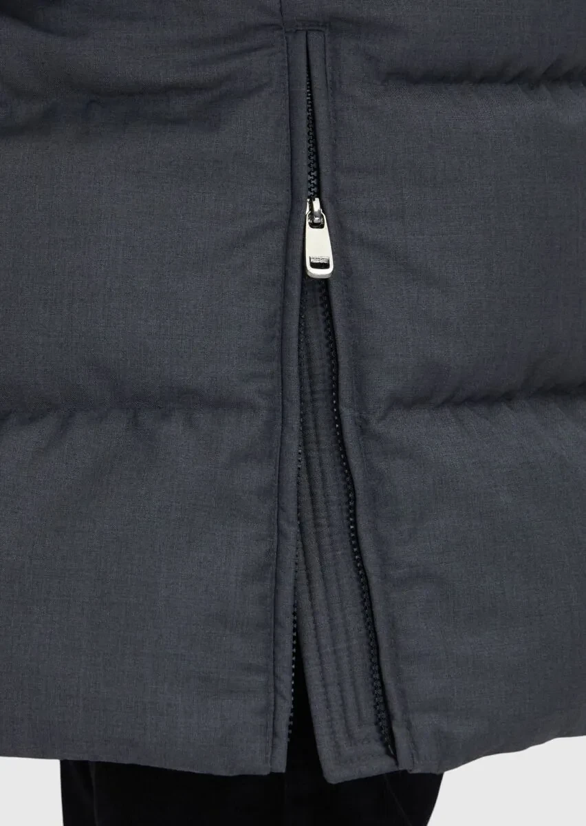 Gri Regular Fit Kapüşonlu Casual Dokuma Kaban - 9