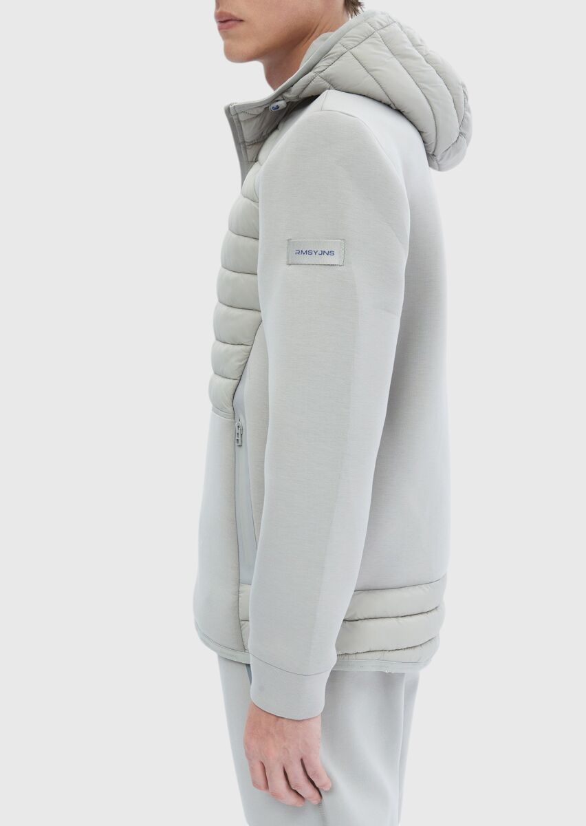 Gri Regular Fit Kapüşonlu Denim Dokuma Mont - 6