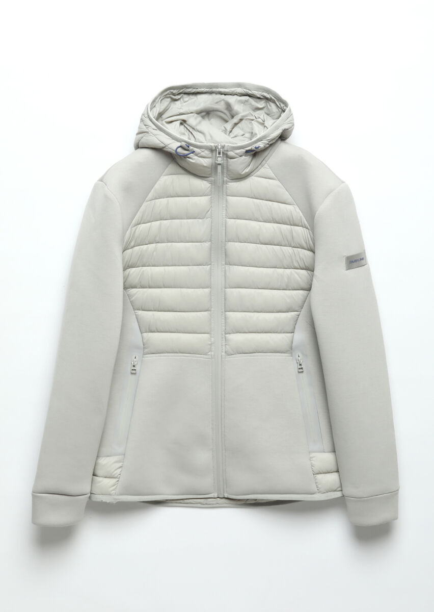 Gri Regular Fit Kapüşonlu Denim Dokuma Mont - 10