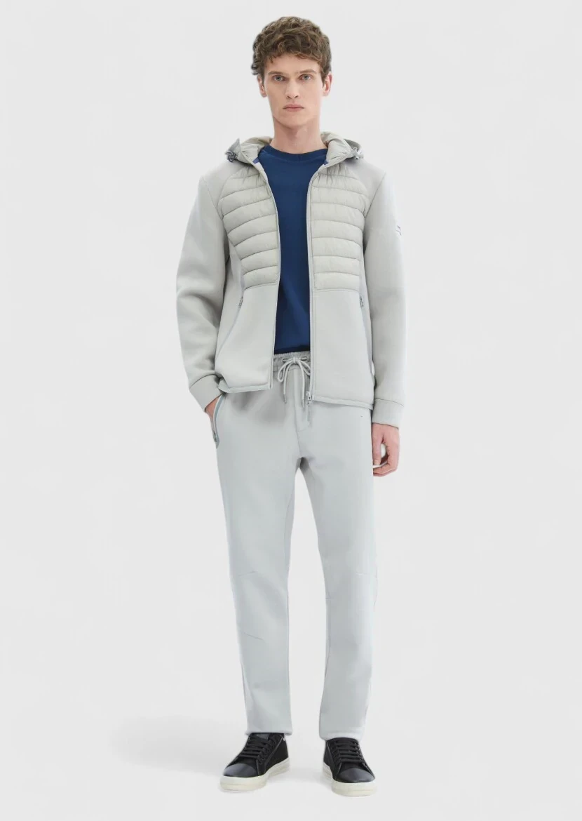 Gri Regular Fit Kapüşonlu Denim Dokuma Mont - 2