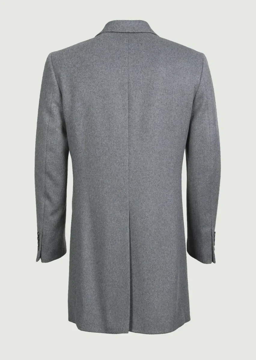 Gri Regular Fit Kelebek Yaka Klasik Dokuma Palto - 7