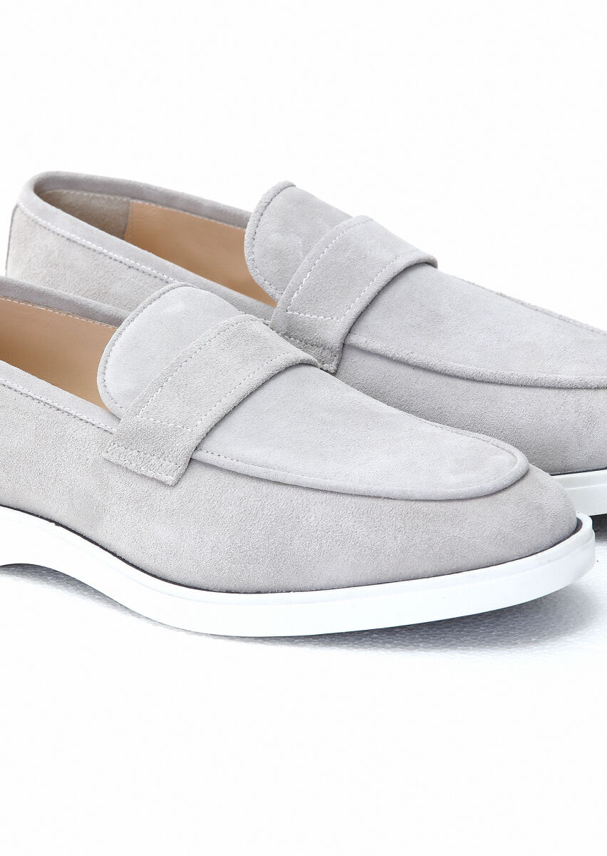 Gri Süet Casual Loafer - 3