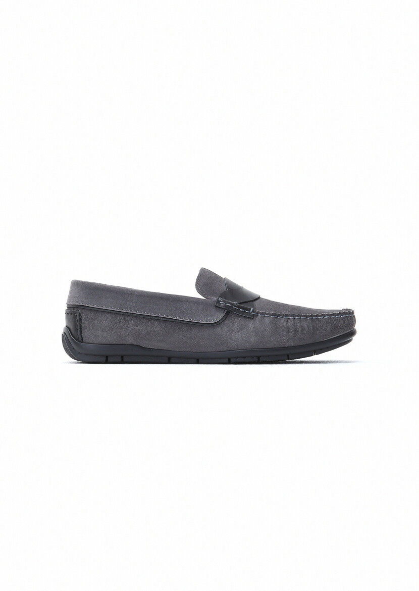 Gri Süet Casual Loafer - 1