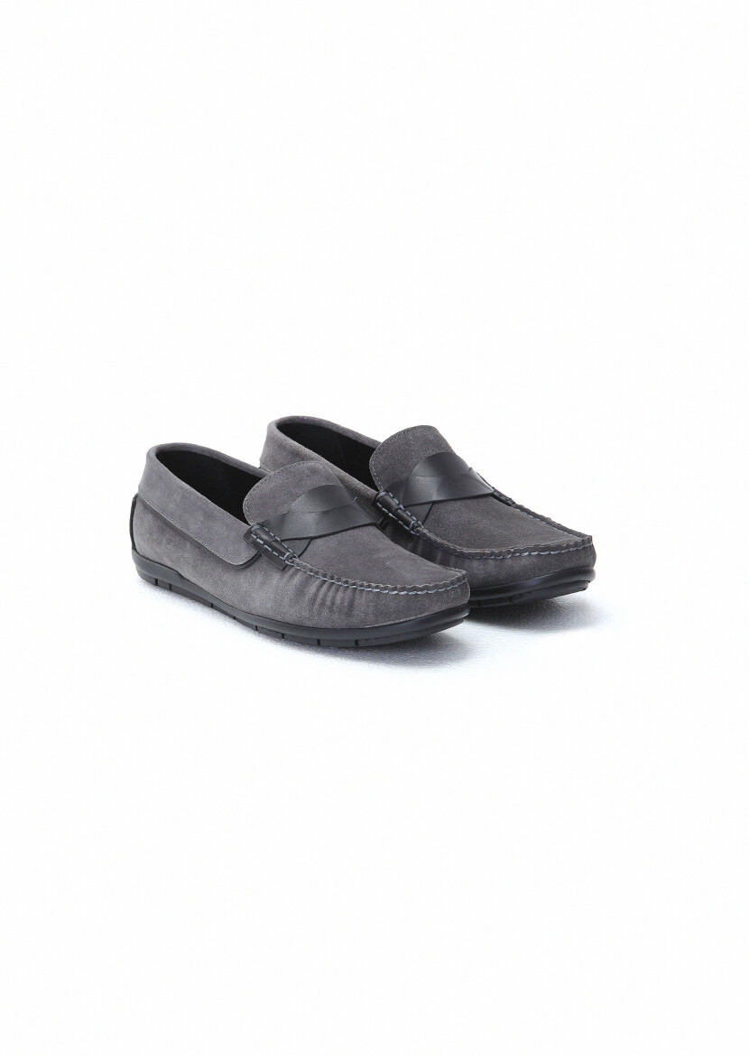 Gri Süet Casual Loafer - 2