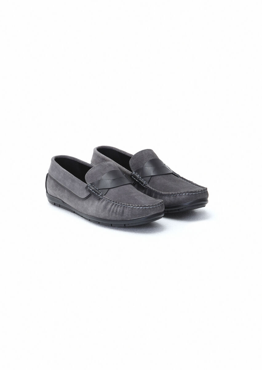 Gri Süet Casual Loafer - 2