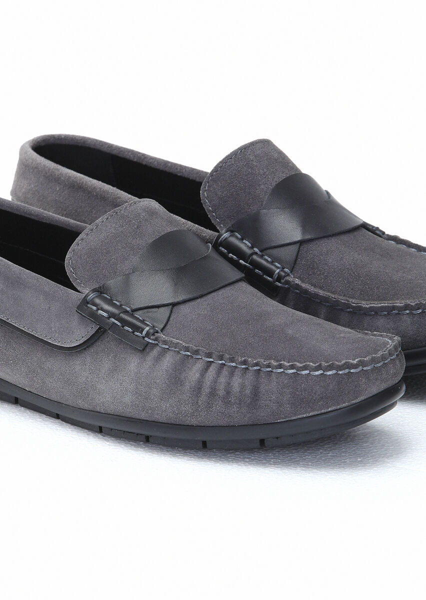 Gri Süet Casual Loafer - 3