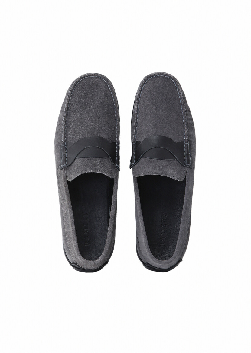 Gri Süet Casual Loafer - 6