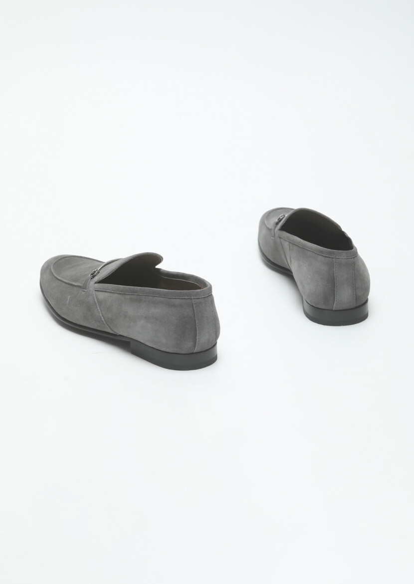 Gri Süet Klasik Loafer - 5