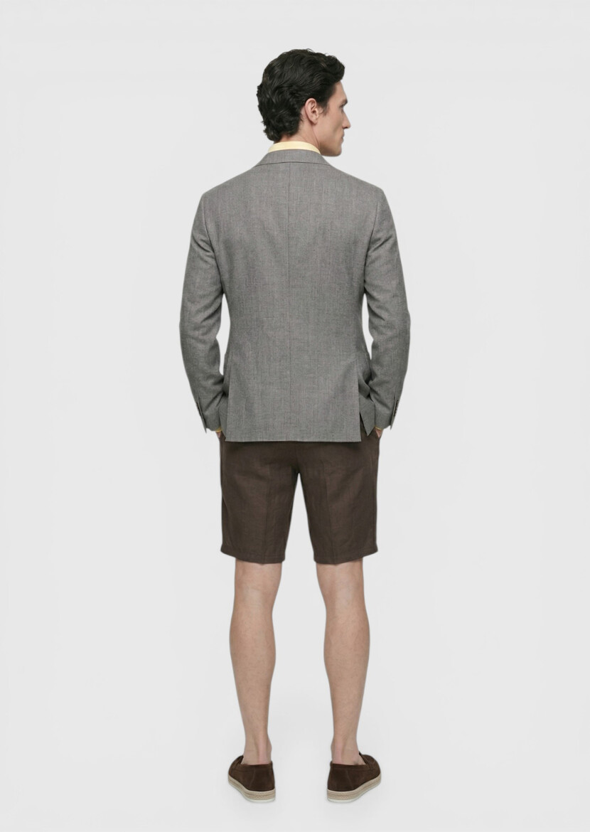 Gül Kurusu Shirt Shoulder Slim Fit %100 Keten Ceket - 5