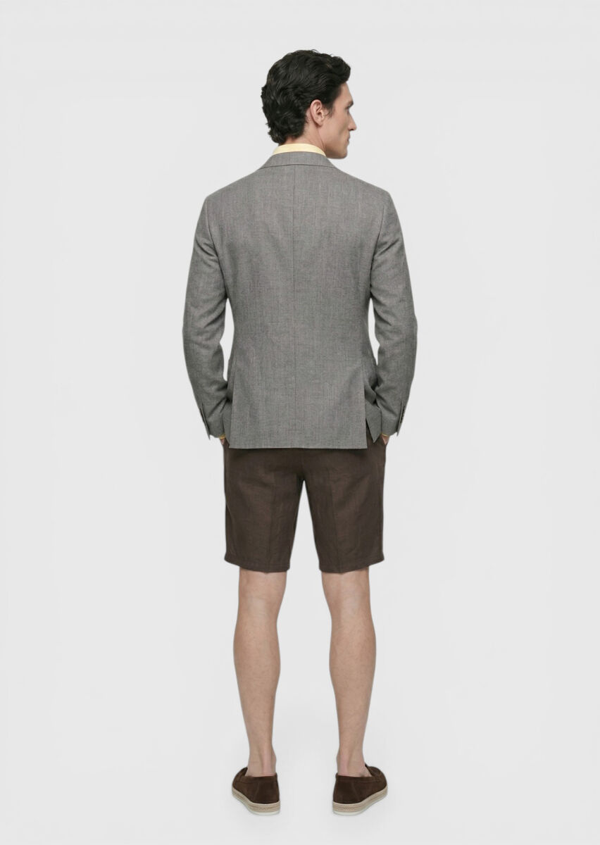 Gül Kurusu Shirt Shoulder Slim Fit %100 Keten Ceket - 5