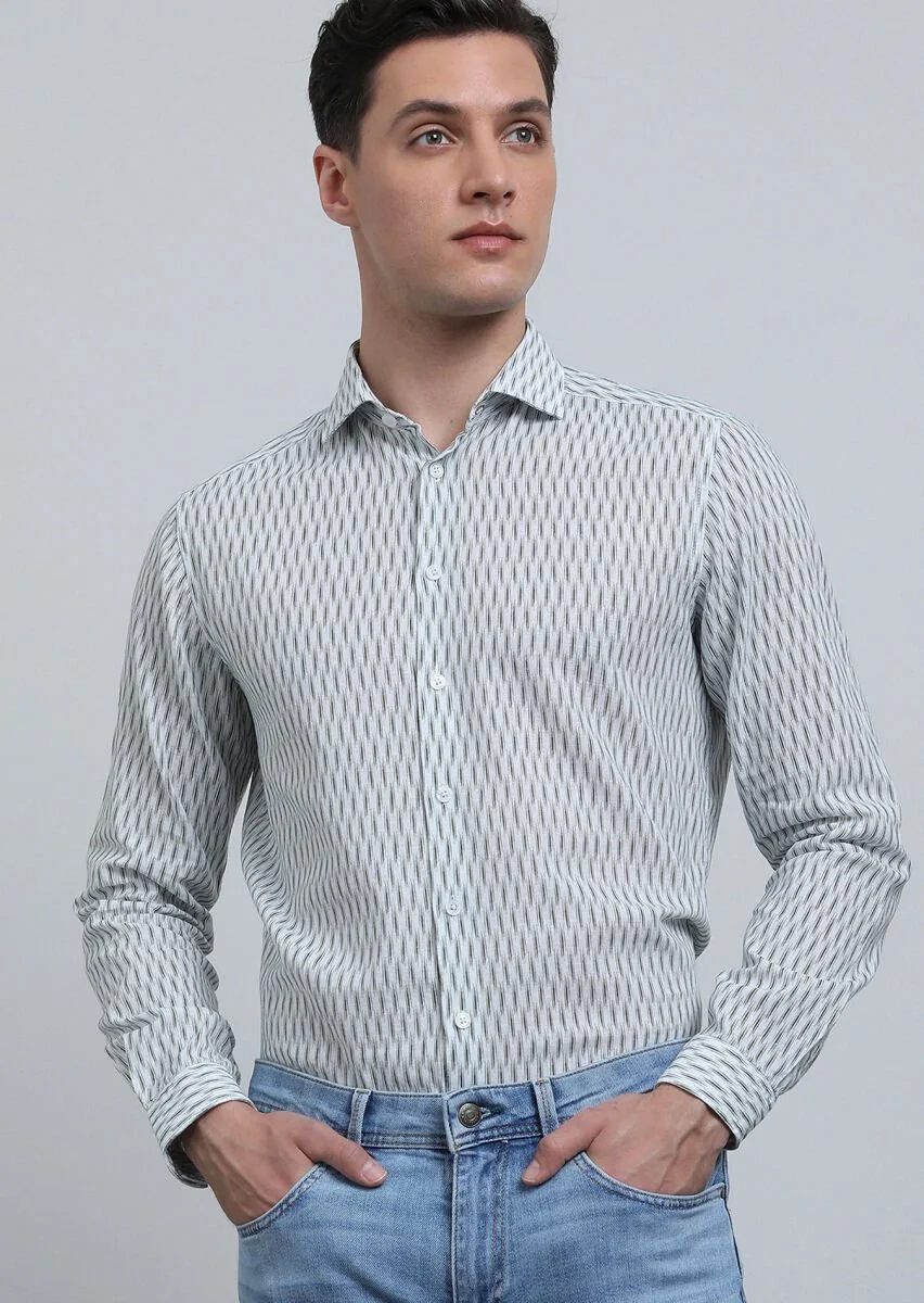 Haki Baskılı Regular Fit Dokuma Casual Pamuk Karışımlı Gömlek - 1
