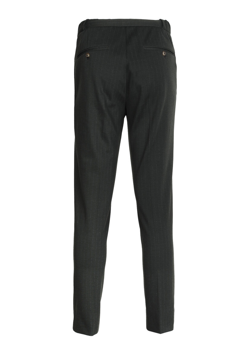 Haki Çizgili Örme Jogging Fit Casual Pantolon - 7
