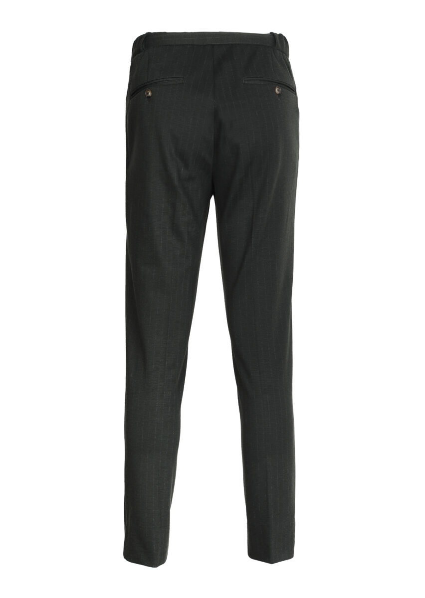 Haki Çizgili Örme Jogging Fit Casual Pantolon - 7