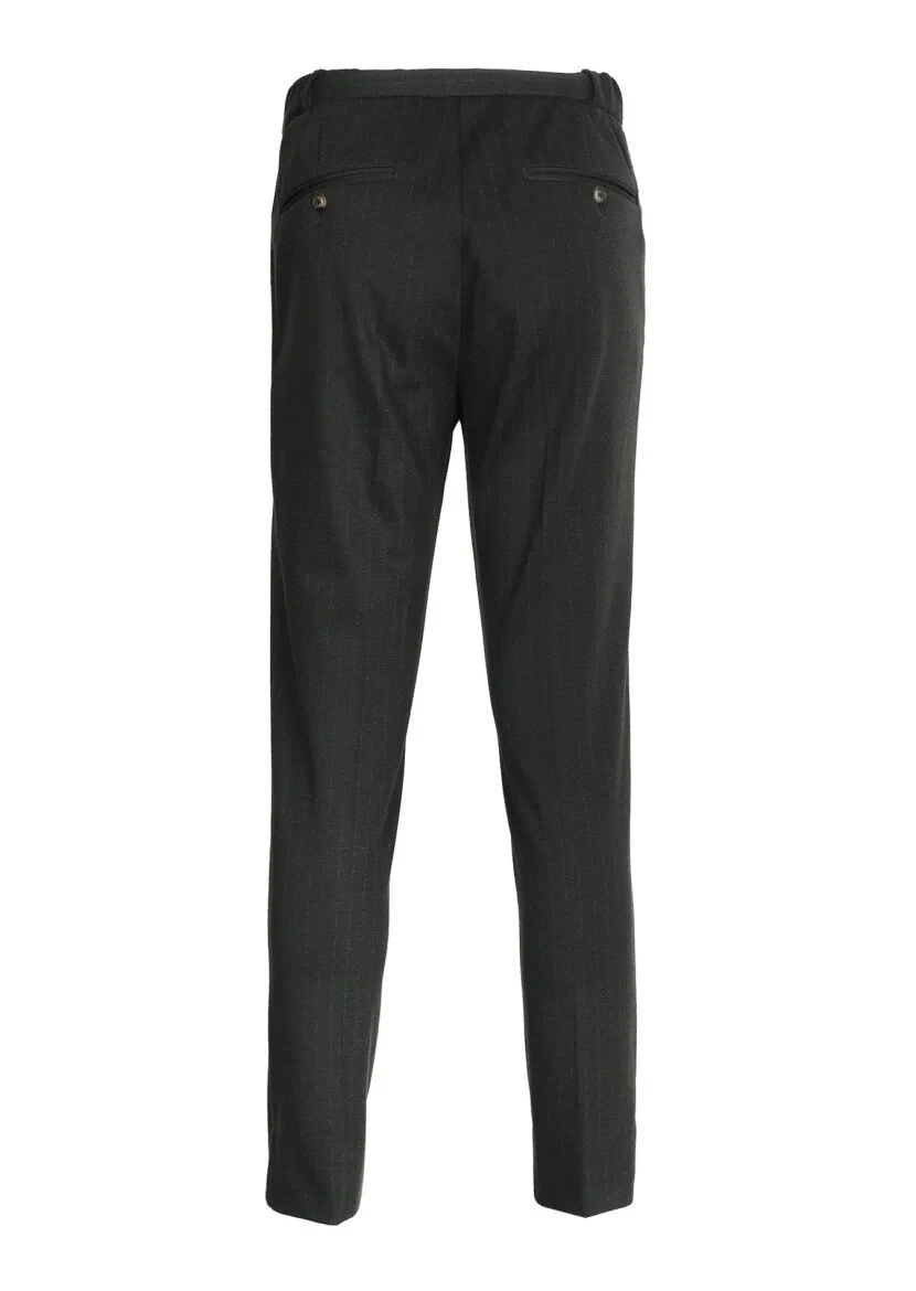 Haki Çizgili Örme Jogging Fit Casual Pantolon - 7