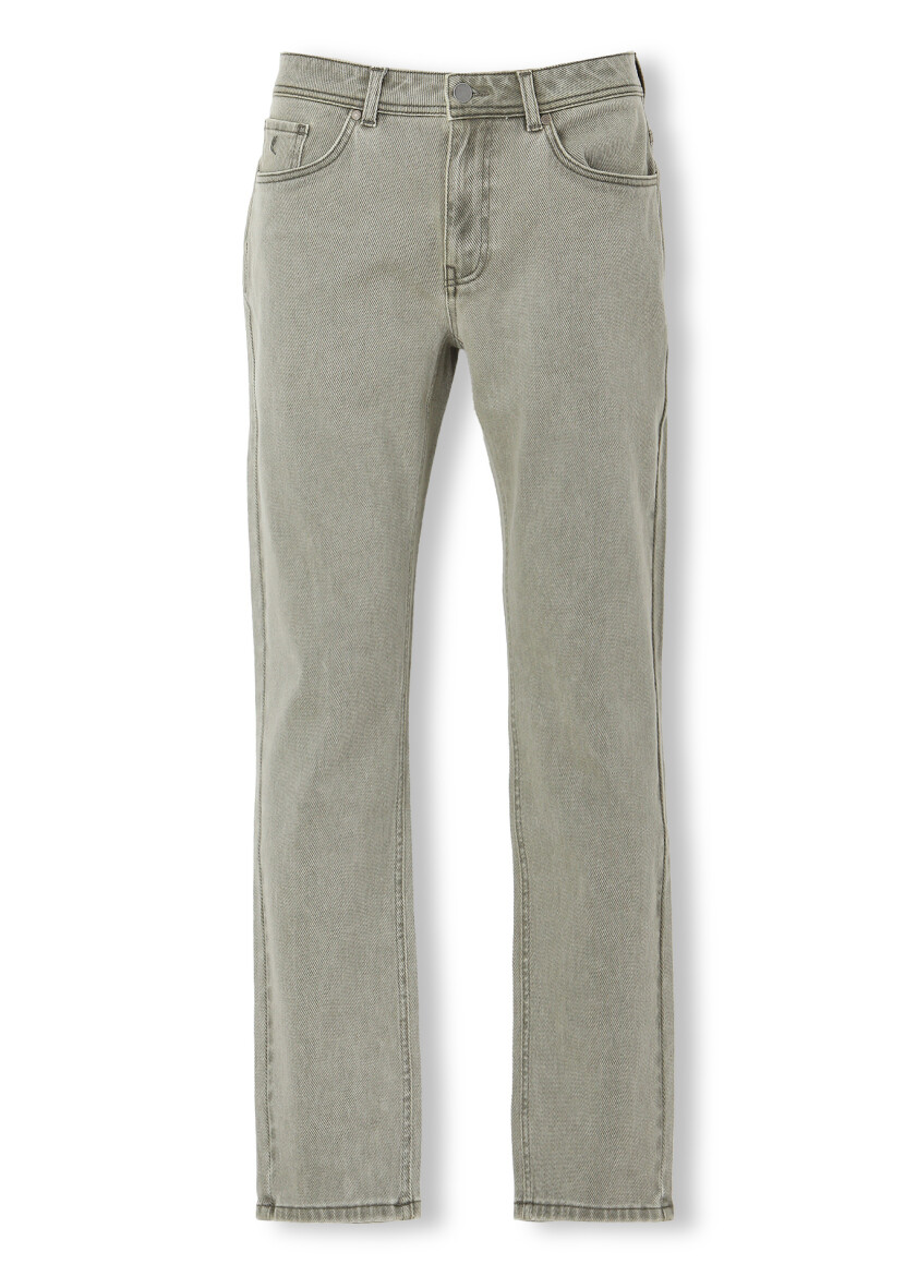 Haki Desenli Dokuma Slim Fit Casual Pamuk Karışımlı Pantolon - 4