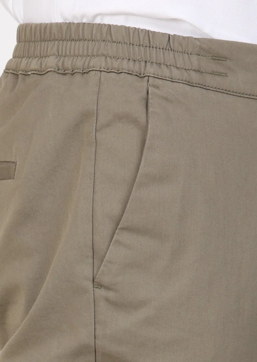 Haki Düz Dokuma Jogging Fit Casual Pamuk Karışımlı Pantolon - 3