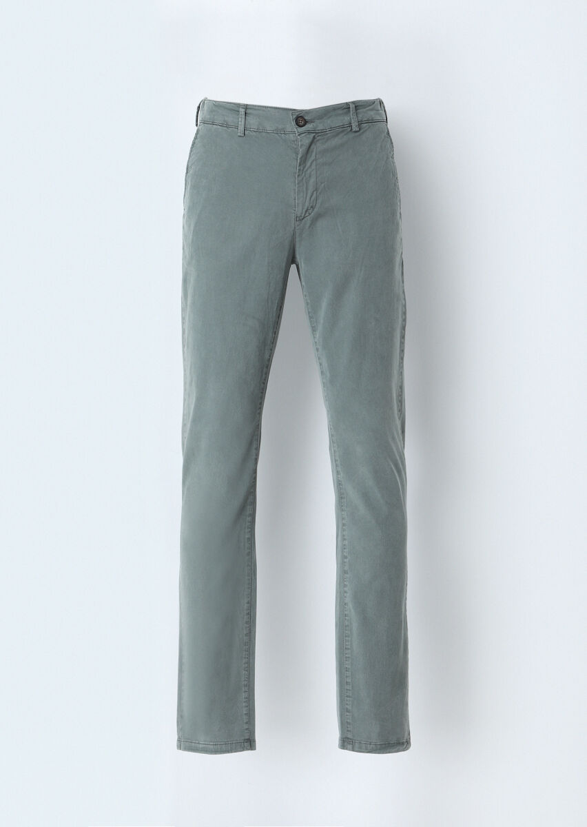 Haki Düz Dokuma Jogging Fit Casual Pamuk Karışımlı Pantolon - 1