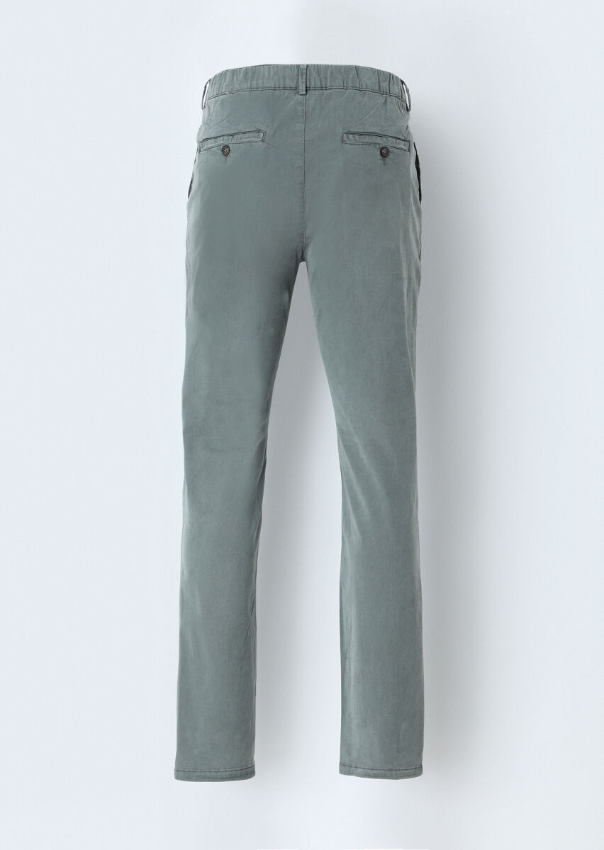Haki Düz Dokuma Jogging Fit Casual Pamuk Karışımlı Pantolon - 3