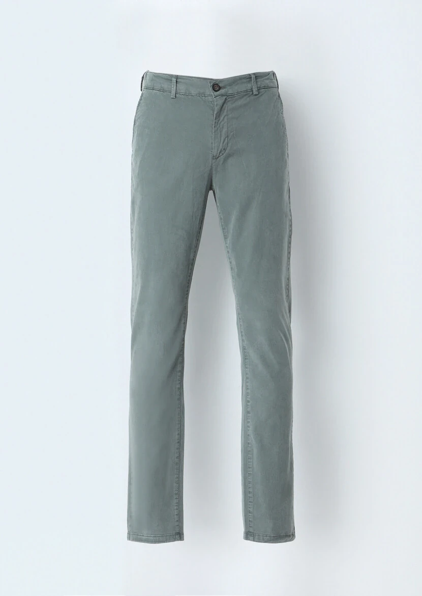 Haki Düz Dokuma Jogging Fit Casual Pamuk Karışımlı Pantolon - 1