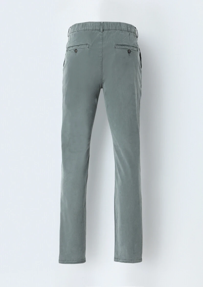Haki Düz Dokuma Jogging Fit Casual Pamuk Karışımlı Pantolon - 3