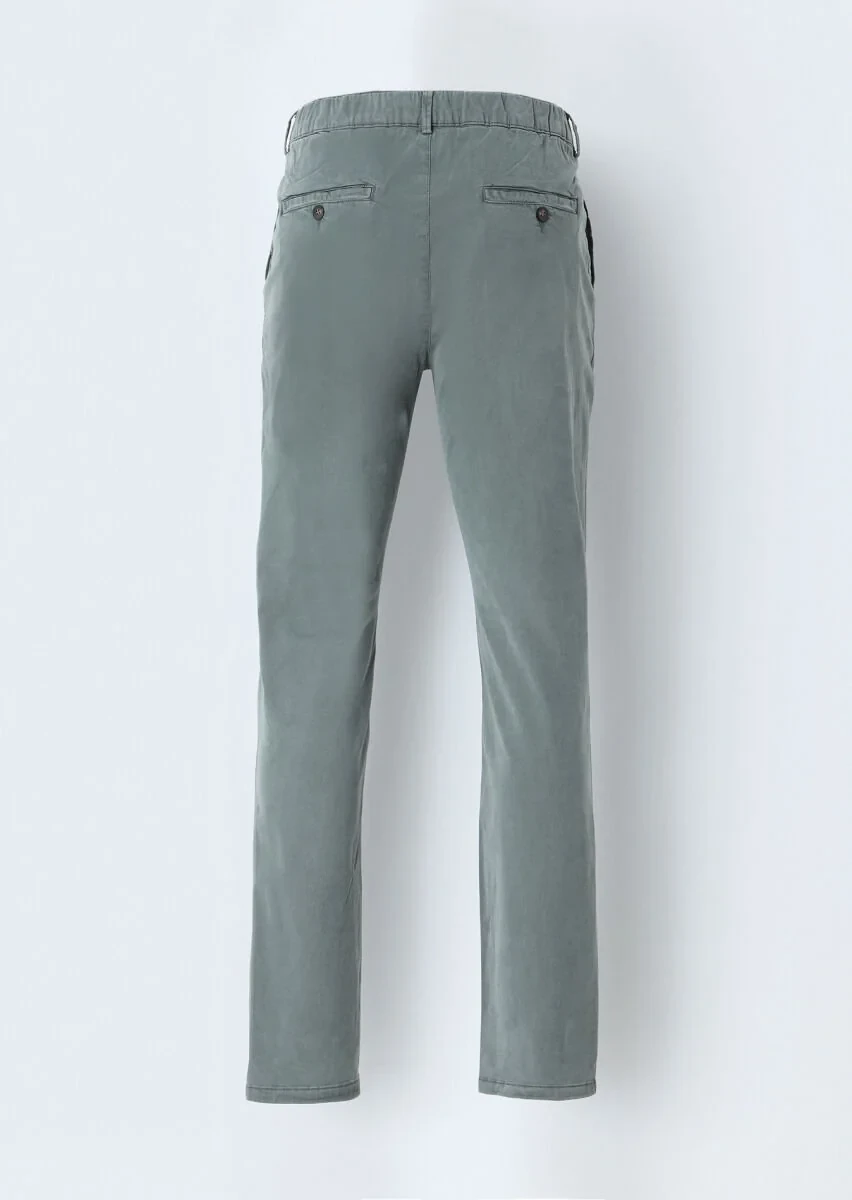 Haki Düz Dokuma Jogging Fit Casual Pamuk Karışımlı Pantolon - 3