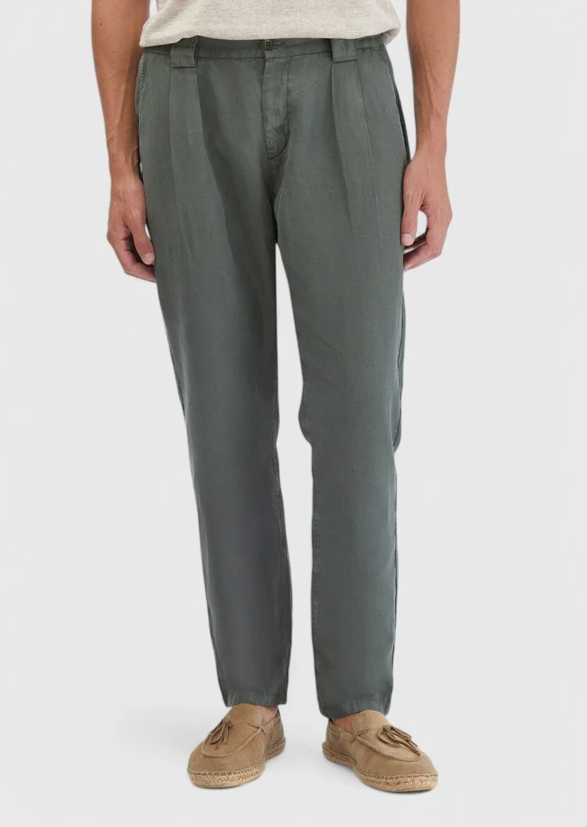 Haki Düz Dokuma Jogging Fit Casual Pamuk Karışımlı Pantolon 