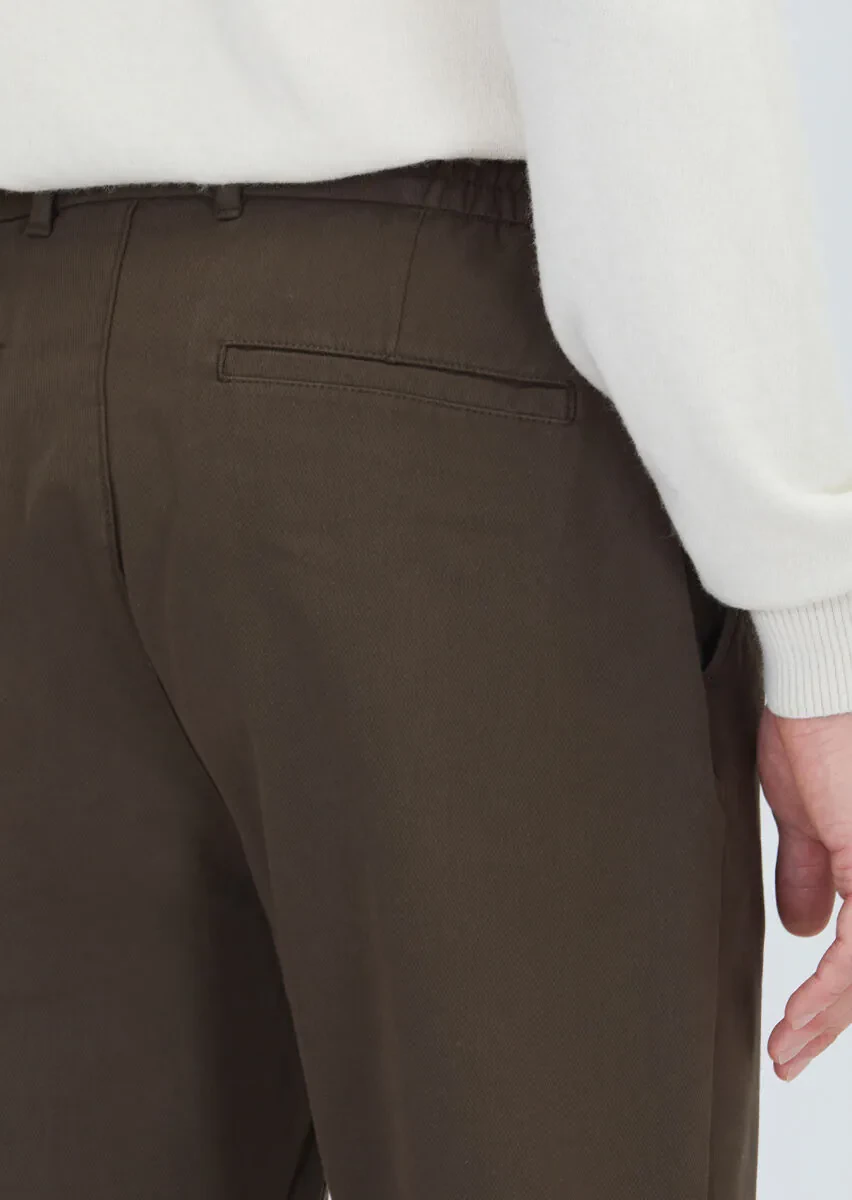 Haki Düz Dokuma Jogging Fit Casual Pamuk Karışımlı Pantolon - 4