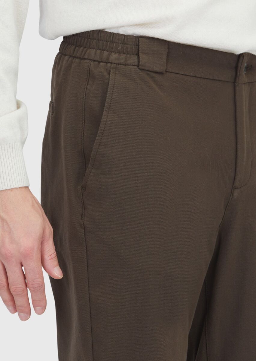 Haki Düz Dokuma Jogging Fit Casual Pamuk Karışımlı Pantolon - 3