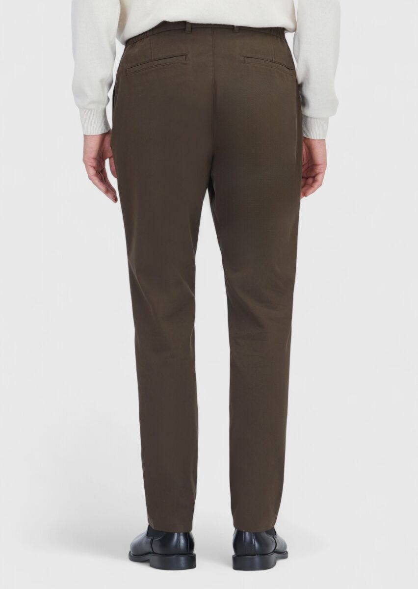 Haki Düz Dokuma Jogging Fit Casual Pamuk Karışımlı Pantolon - 5