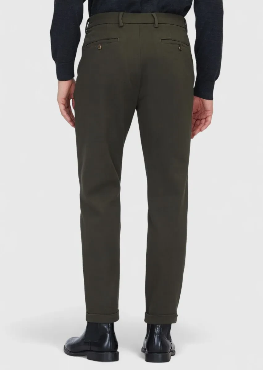 Haki Düz Dokuma Jogging Fit Casual Pamuk Karışımlı Pantolon - 5