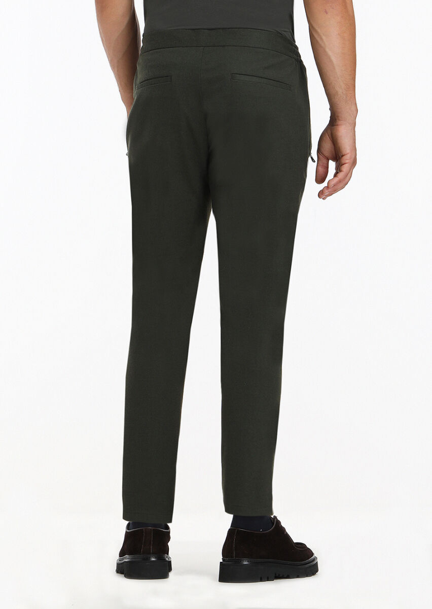 Haki Düz Dokuma Jogging Fit Casual Pantolon - 4