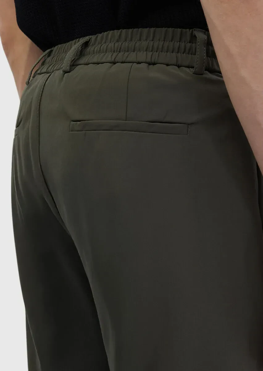 Haki Düz Dokuma Jogging Fit Casual Pantolon - 5