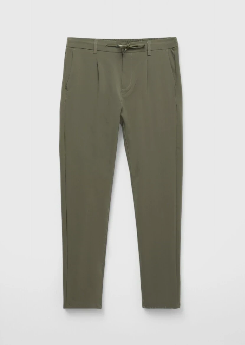 Haki Düz Dokuma Jogging Fit Casual Pantolon - 7