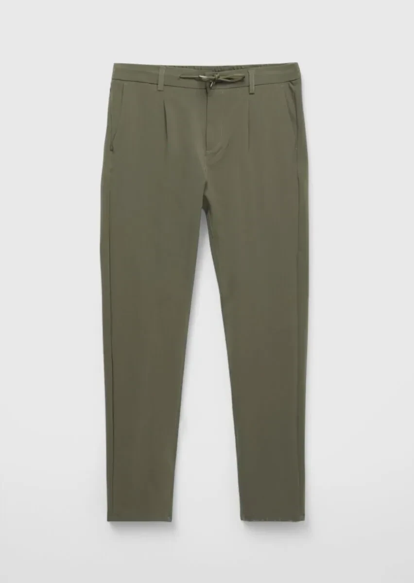 Haki Düz Dokuma Jogging Fit Casual Pantolon - 7