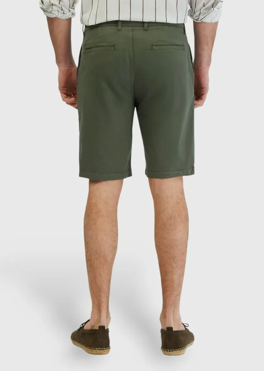 Haki Düz Dokuma Regular Fit Casual Pamuk Karışımlı Bermuda - 4