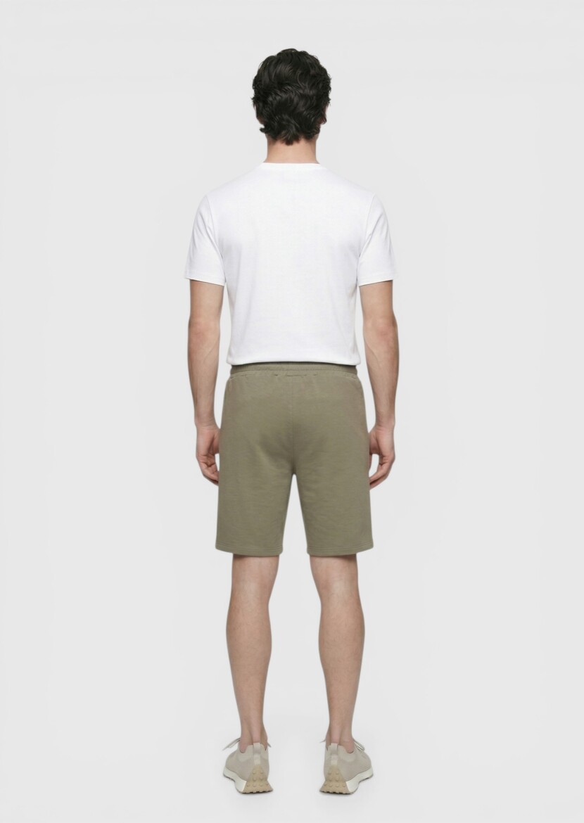 Haki Düz Örme Regular Fit Casual Bermuda - 5