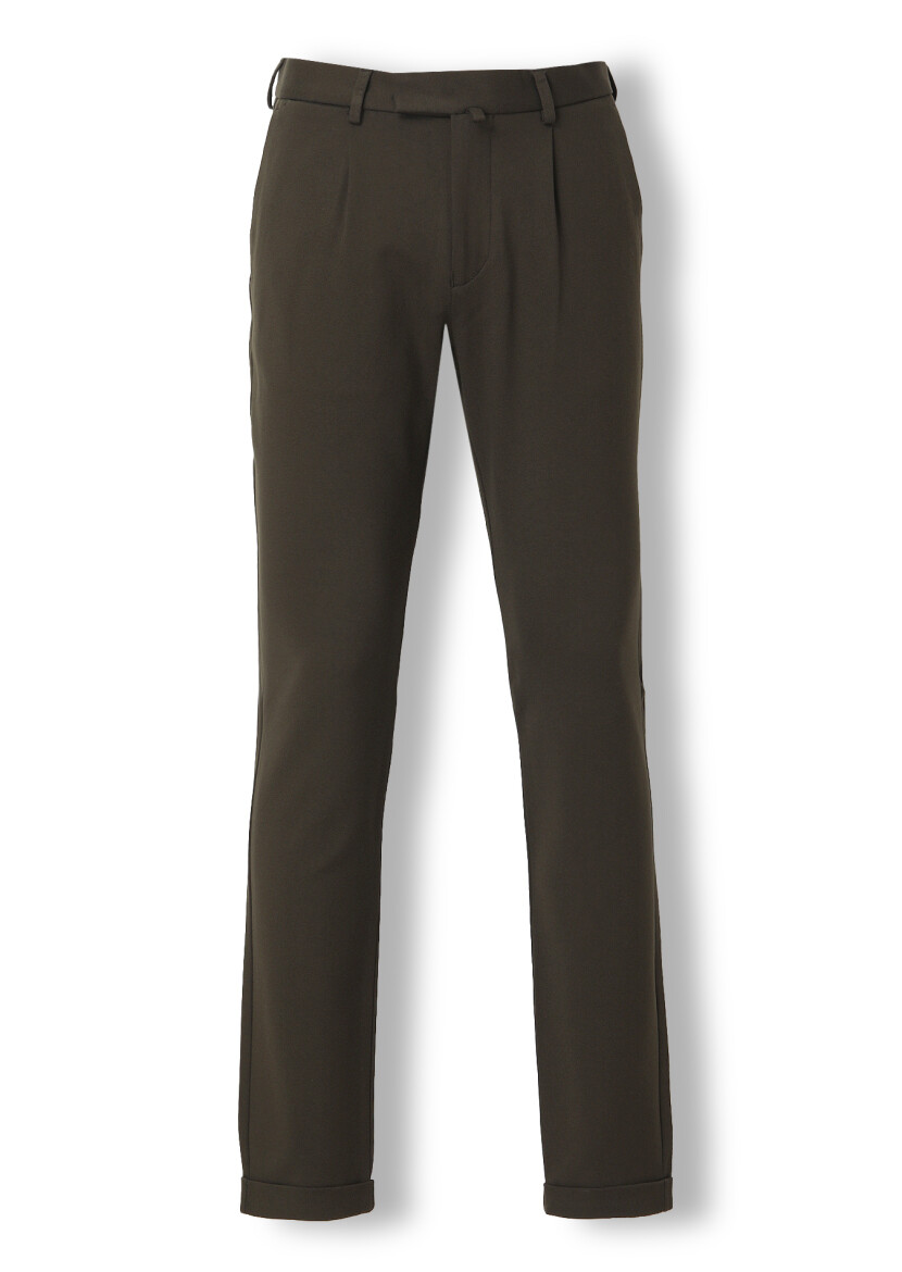 Haki Düz Örme Regular Fit Casual Pantolon - 5