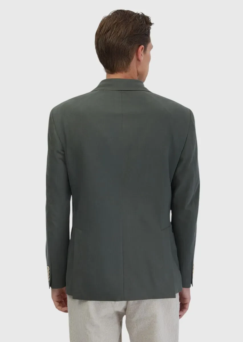 Haki Düz Slim Fit Ceket - 7
