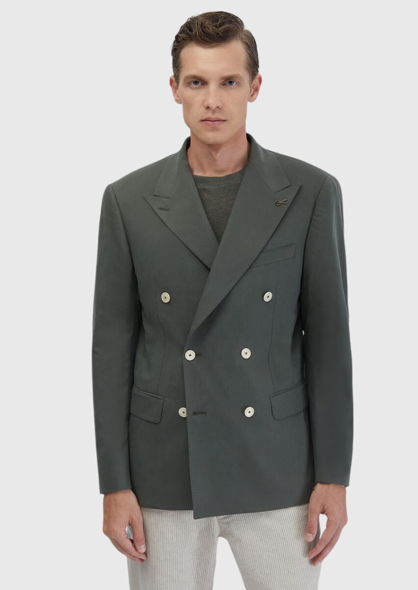 Haki Düz Slim Fit Ceket - 1