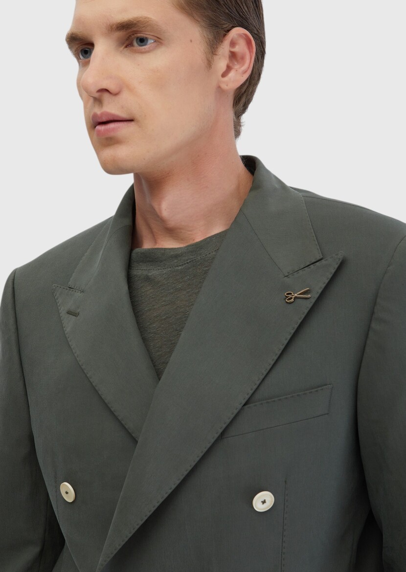 Haki Düz Slim Fit Ceket - 5