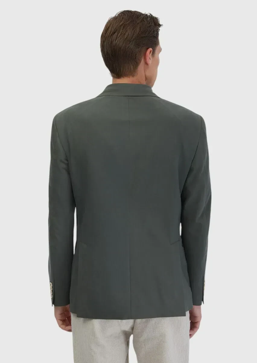 Haki Düz Slim Fit Ceket - 7