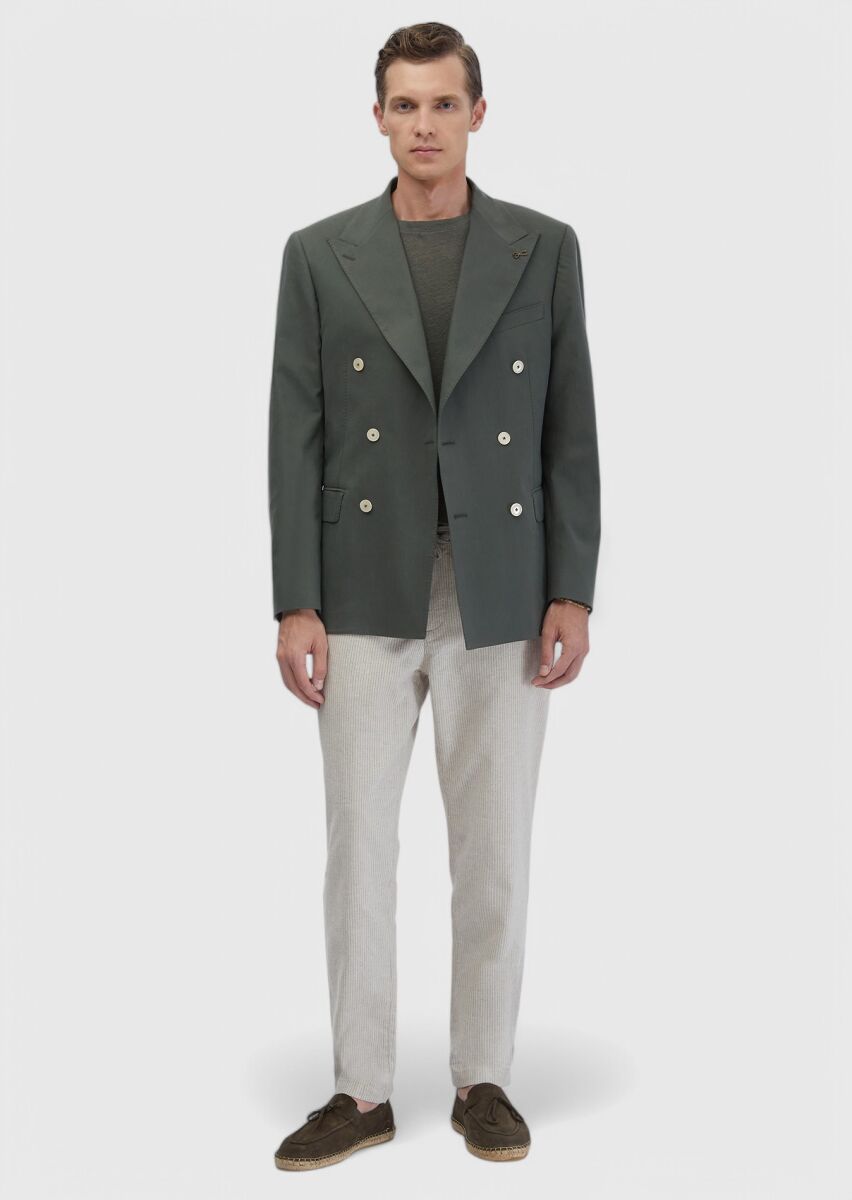 Haki Düz Slim Fit Ceket - 2