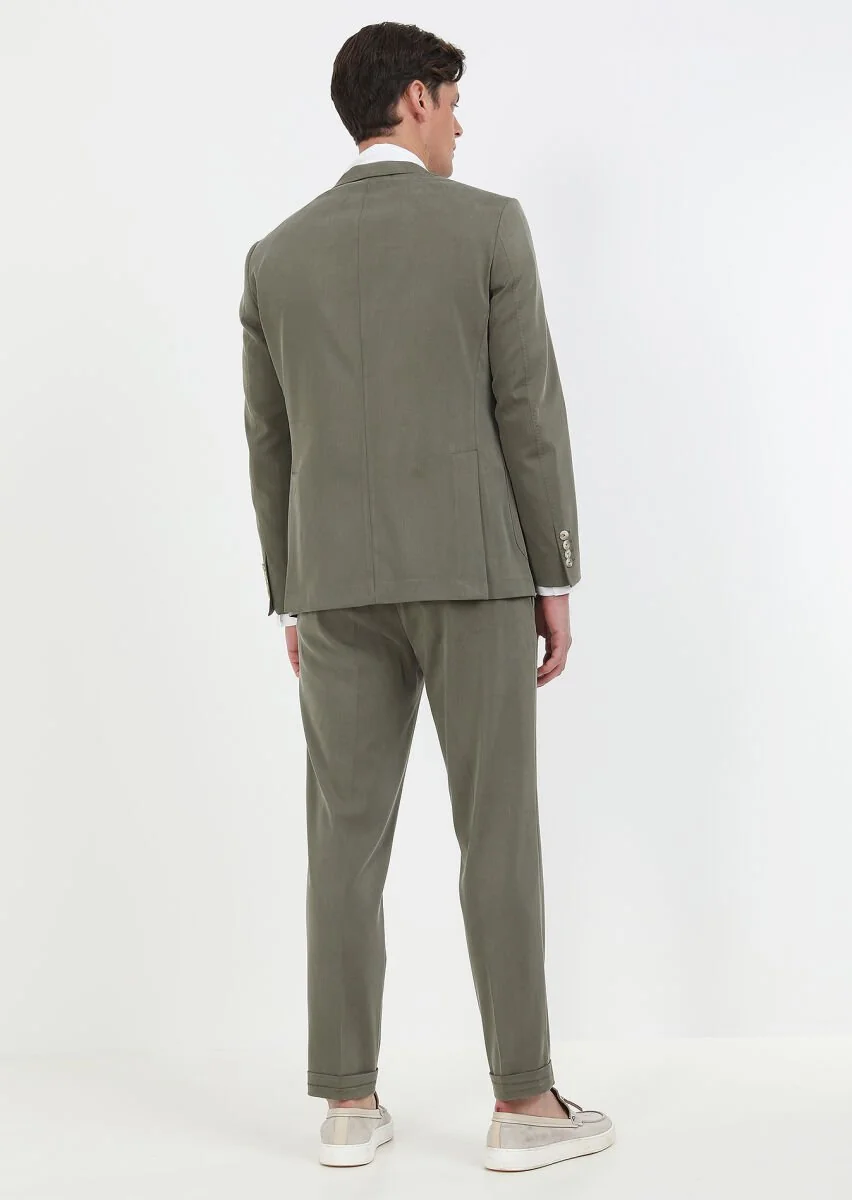 Haki Düz Zeroweight Slim Fit Takım Elbise - 7