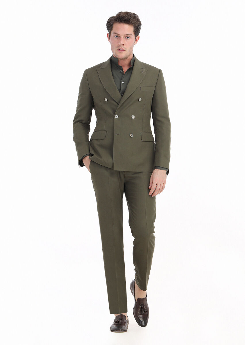 Haki Düz Zeroweight Slim Fit Takım Elbise - 1